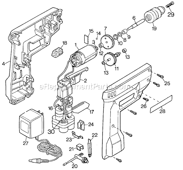 Page A Diagram and Parts List for 9013 Type 1 Black and Decker Cordless Drill